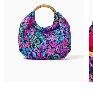 LILLY PULITZER BRAND NEW Bamboo Bag in Aegean Navy Calypso Coast